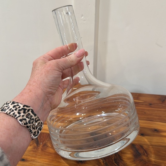 Krosno Poland MCM Crystal Decanter w/ 5 Matching Striped Low Ball Glasses - Picture 10 of 11